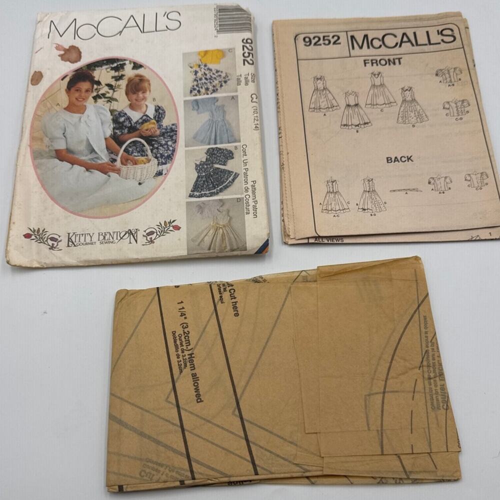 McCalls 9252 Kitty Benton Heirloom Dress Sewing Pattern Girls Size 10-14 Cottage